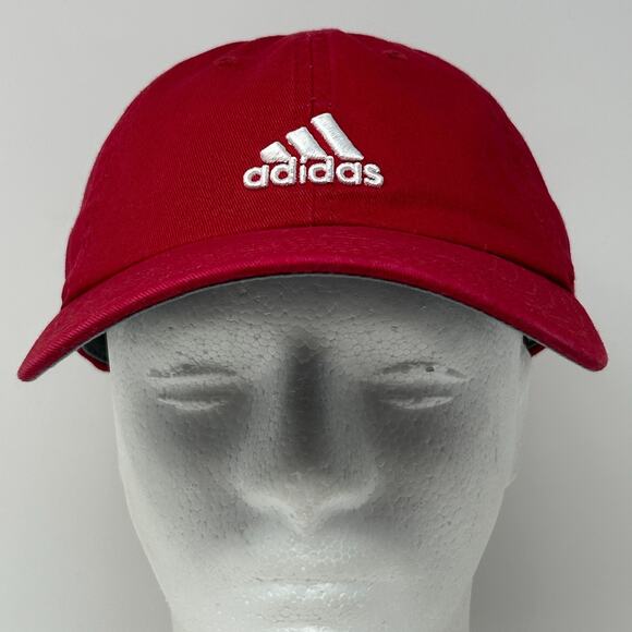 Adidas Climalite Dad Hat Baseball Cap Red Logo Strapback 6 Panel Unstructured - Picture 2 of 10